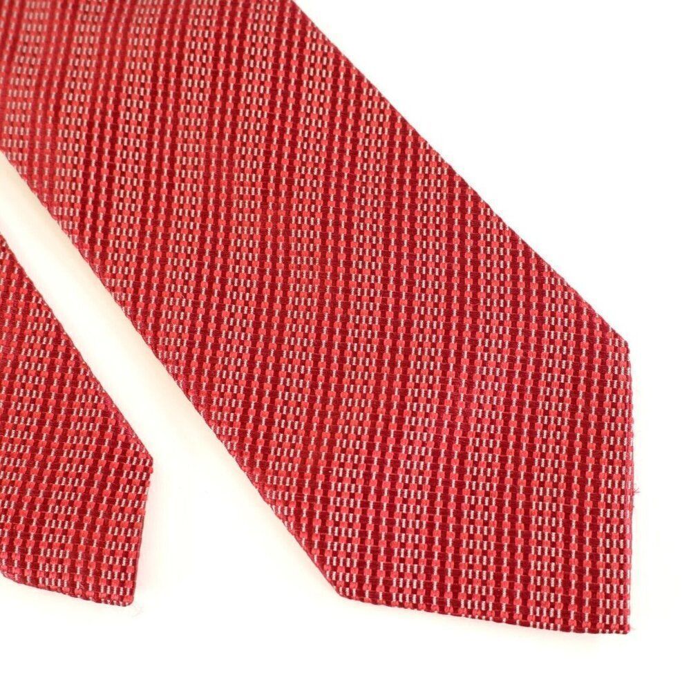 Giorgio Armani Red Chains Striped Woven Wide Silk Tie